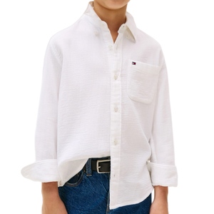 חולצה מכופתרת TOMMY HILFIGER מידות 6-9 חודשים עד 16 שנים לילדים בגוון לבן פשתן