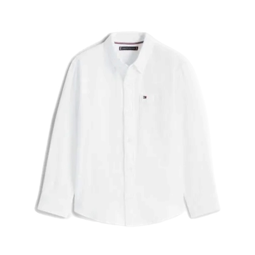 חולצה מכופתרת TOMMY HILFIGER מידות 6-9 חודשים עד 16 שנים לילדים בגוון לבן פשתן