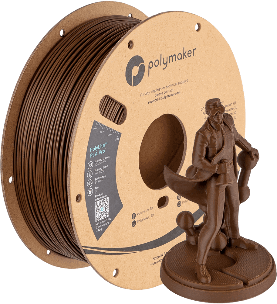 פילמנט חום 1 ק"ג 1.75 מ"מ - PolyLite PLA Pro Brown