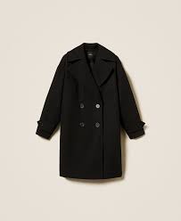 Double-breasted wool cloth coat