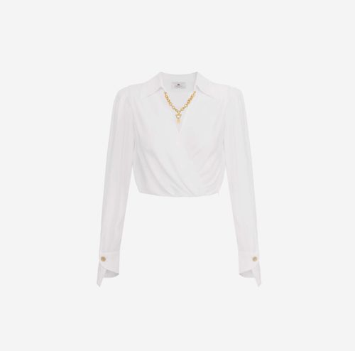 Blouse in georgette fabric with jewel detail