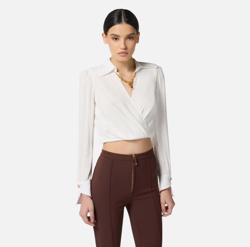 Blouse in georgette fabric with jewel detail