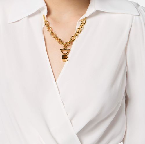 Blouse in georgette fabric with jewel detail