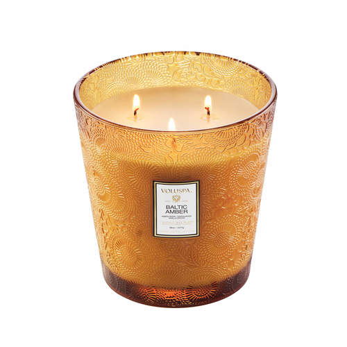 נר גדול 3 פתיליות‏ 1070 גרם - Baltic Amber