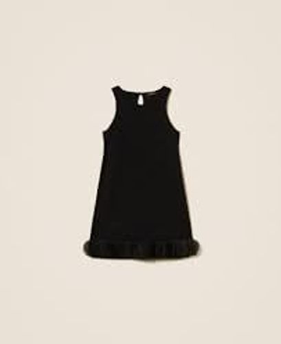 Short knit dress with organza