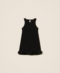 Short knit dress with organza