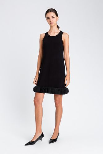 Short knit dress with organza