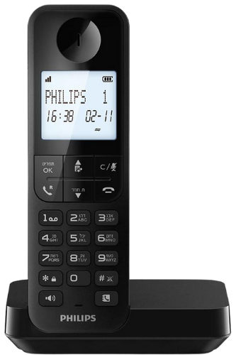 טלפון אלחוטי Philips D2701B/25 בעברית עם דיבורית