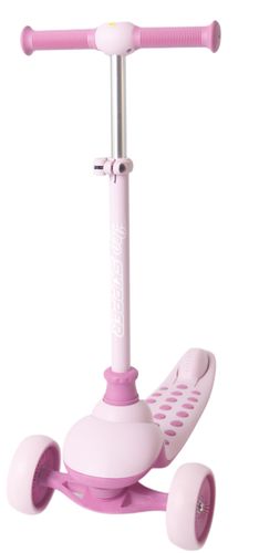 קורקינט ילדים סקיפר SKIPPER מתקפל 3 גלגלים מאירים וכידון מתכונן - ורוד