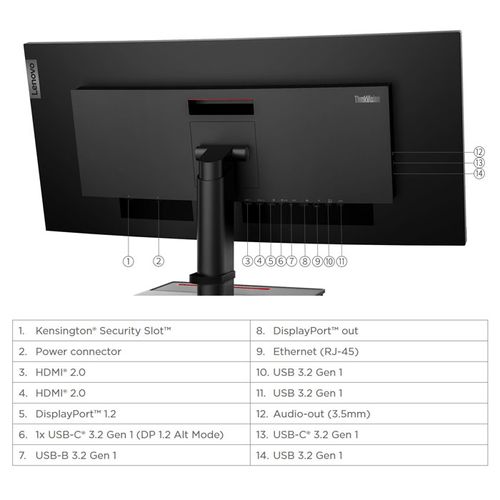 מסך מחשב Lenovo ThinkVision P34w-20 QHD