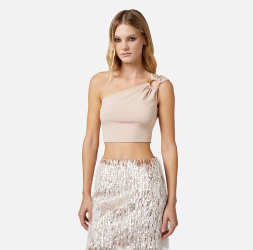 Viscose one-shoulder top with ring