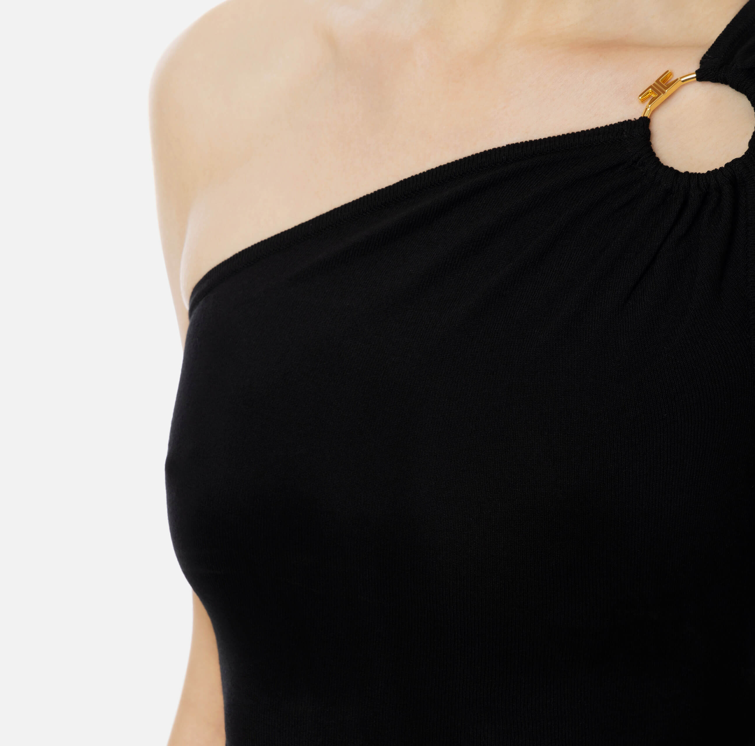 Viscose one-shoulder top with ring