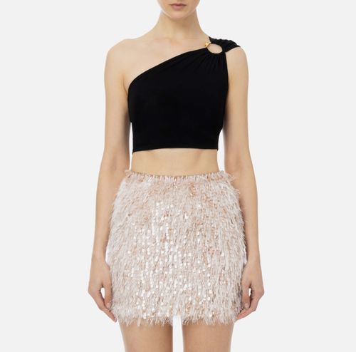 Viscose one-shoulder top with ring