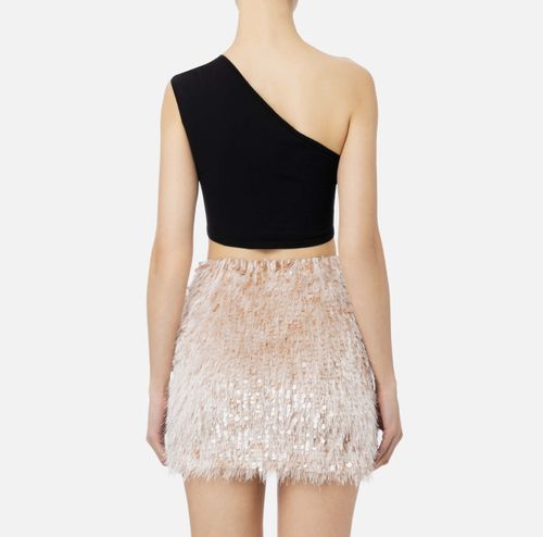 Viscose one-shoulder top with ring