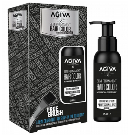 צבע לשיער חצי קבוע Agiva Semi Permanent Hair Color – Black 125ml אגיבה