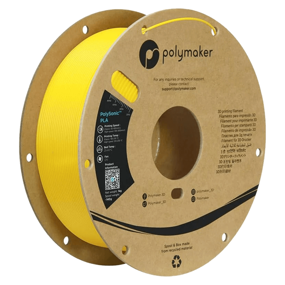 פילמנט צהוב להדפסה מהירה 1 ק"ג 1.75 מ"מ -  PolySonic PLA Yellow