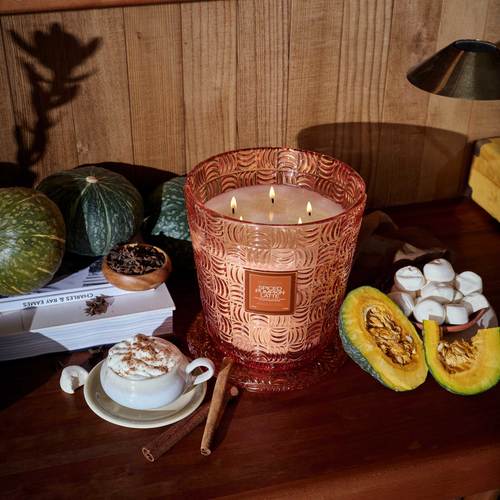 נר ריחני במיכל זכוכית ענק 3.5 קילו - Spiced Pumpkin Latte Capsule