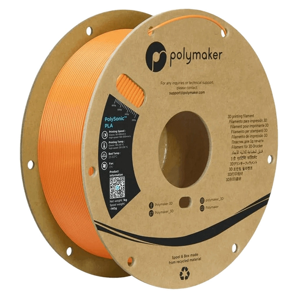 פילמנט כתום להדפסה מהירה 1 ק"ג 1.75 מ"מ -  PolySonic PLA Orange