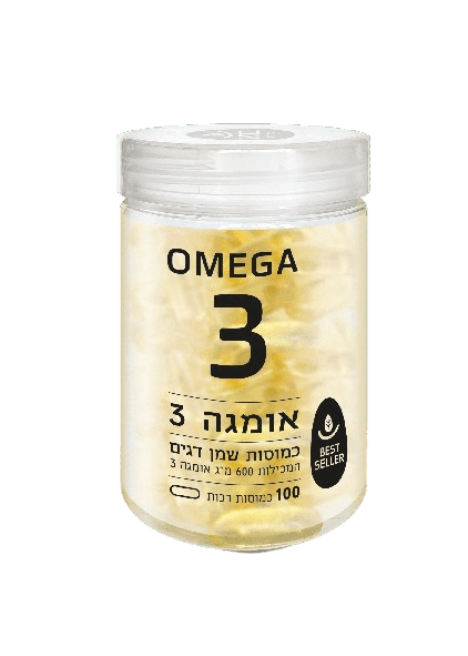 ברא צמחים | תוסף תזונה אומגה 3 | שמן דגים | מינון 600 מ"ג | מכיל 100 כמוסות רכות | 