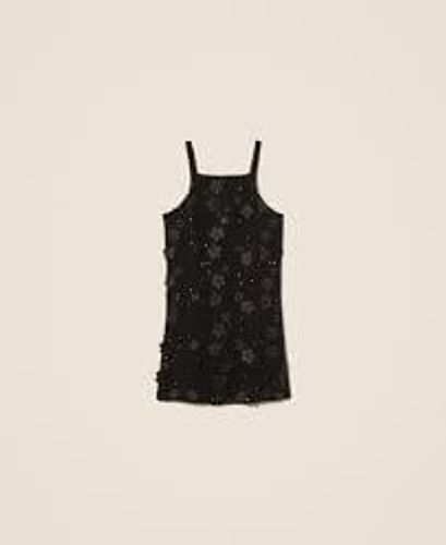 Bouclé short dress with embroidery