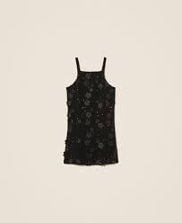 Bouclé short dress with embroidery
