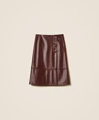 Faux leather midi skirt with buttons