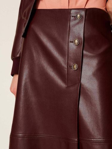 Faux leather midi skirt with buttons