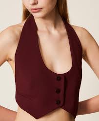 Crêpe cady waistcoat with strap
