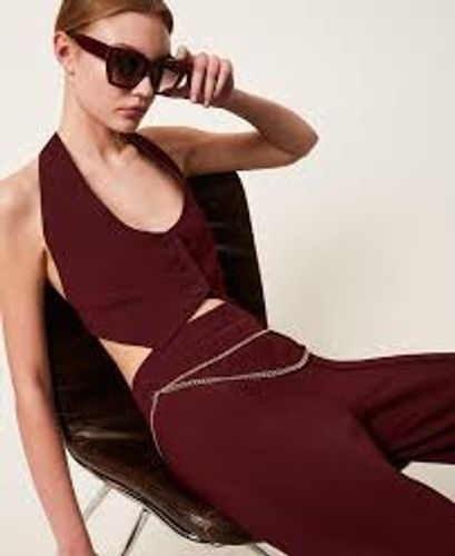 Crêpe cady waistcoat with strap