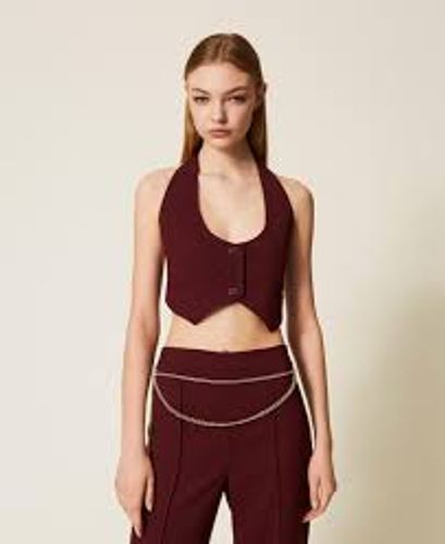 Crêpe cady waistcoat with strap