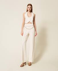 Crêpe cady waistcoat with strap