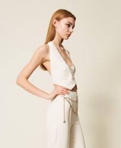 Crêpe cady waistcoat with strap