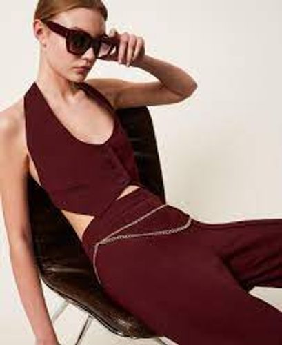 Crêpe cady trousers with belt