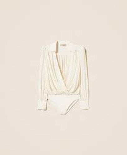 Crêpe de Chine bodysuit with gathering