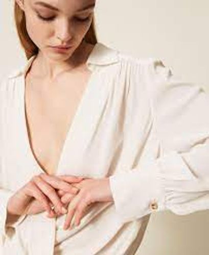 Crêpe de Chine bodysuit with gathering