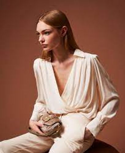 Crêpe de Chine bodysuit with gathering