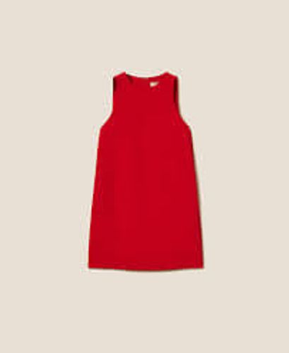 Short crêpe cady dress with Oval T chain