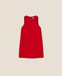 Short crêpe cady dress with Oval T chain