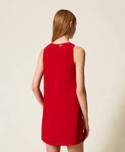 Short crêpe cady dress with Oval T chain