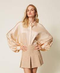 Satin shirt with balloon sleeves