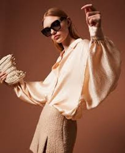 Satin shirt with balloon sleeves