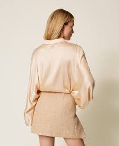 Satin shirt with balloon sleeves