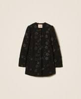 Bouclé coat with flowers and sequins