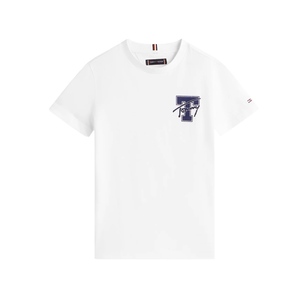 חולצה TOMMY HILFIGER מידות 12 חודשים עד 16 שנים לילדים בגוון לבן עם סמל
