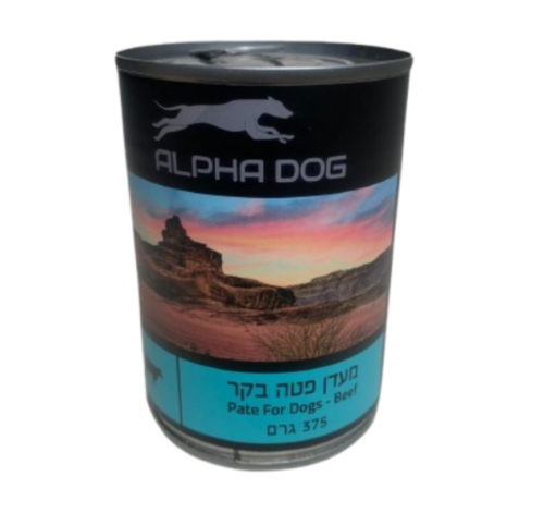 אלפא דוג שימורים בקר פטה 375 גר' לכלבים