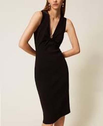 Sleeveless knit midi dress with Oval T