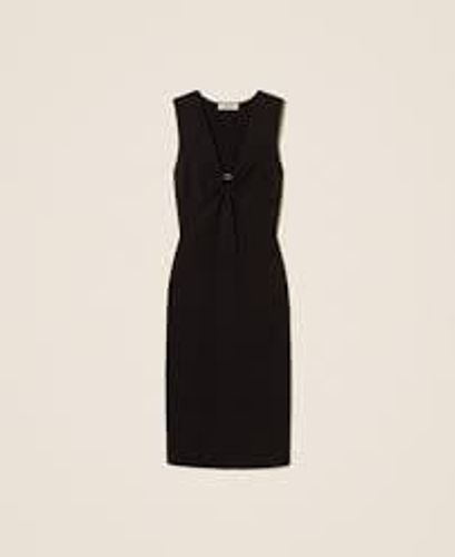 Sleeveless knit midi dress with Oval T