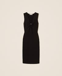 Sleeveless knit midi dress with Oval T