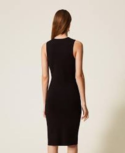 Sleeveless knit midi dress with Oval T