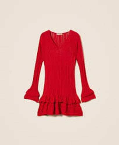 Short knit dress with flounces